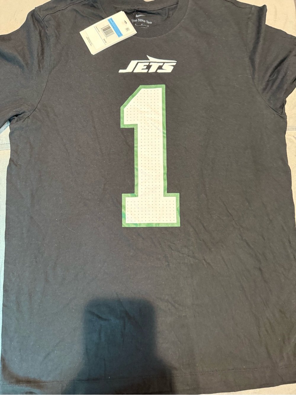 Nike Black Tee with White Number 1 and Green Trim